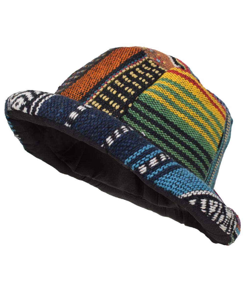 Gheri Patchwork Roll Brim Bucket Hat