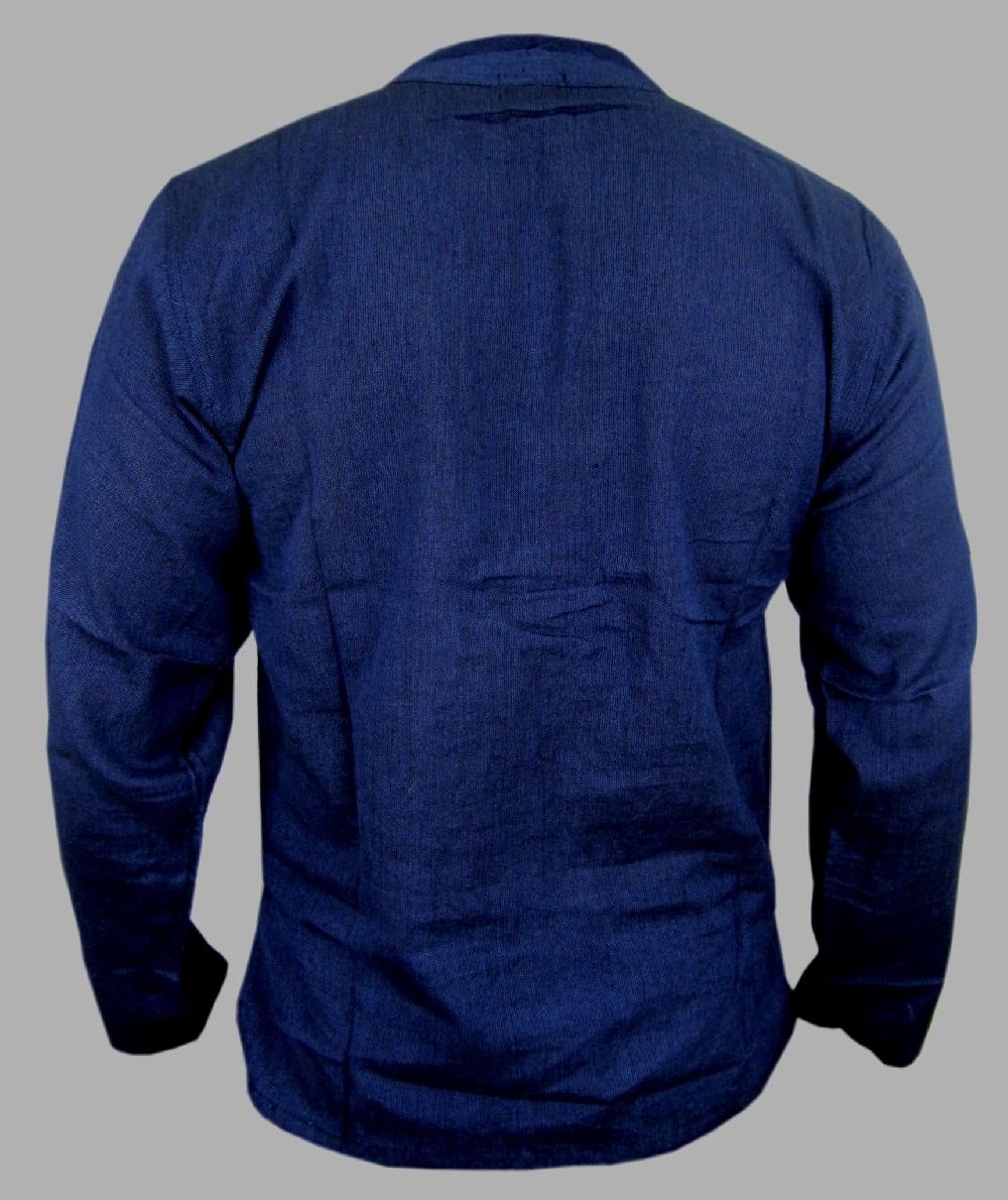 gheri Plain Cotton Grandad Shirt black