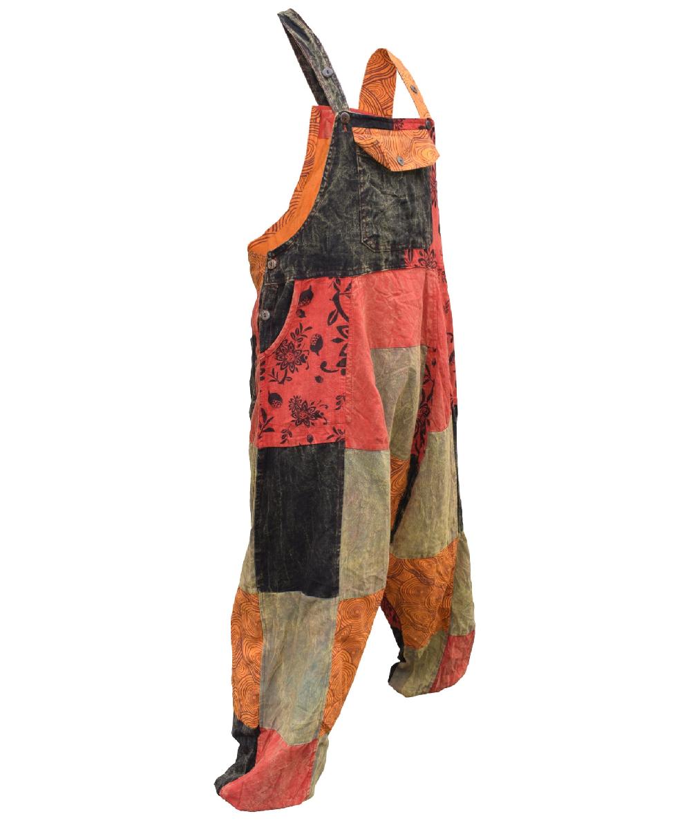 Gheri Printed Patchwork Dungaree Orange Mix