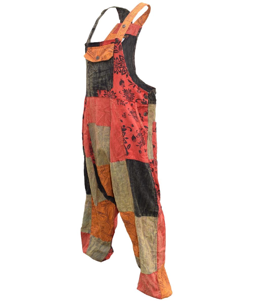 Gheri Printed Patchwork Dungaree Orange Mix