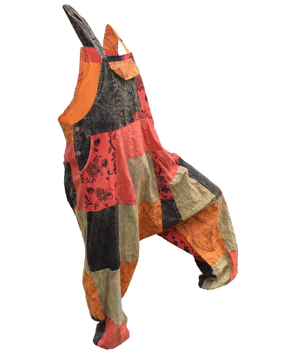 Gheri Printed Patchwork Dungaree Orange Mix