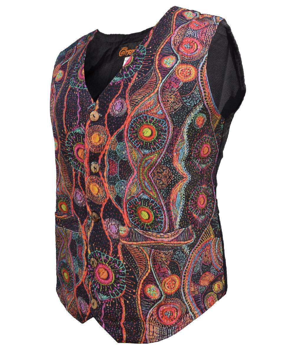 Gheri Psychedelic Print Cotton Waistcoat