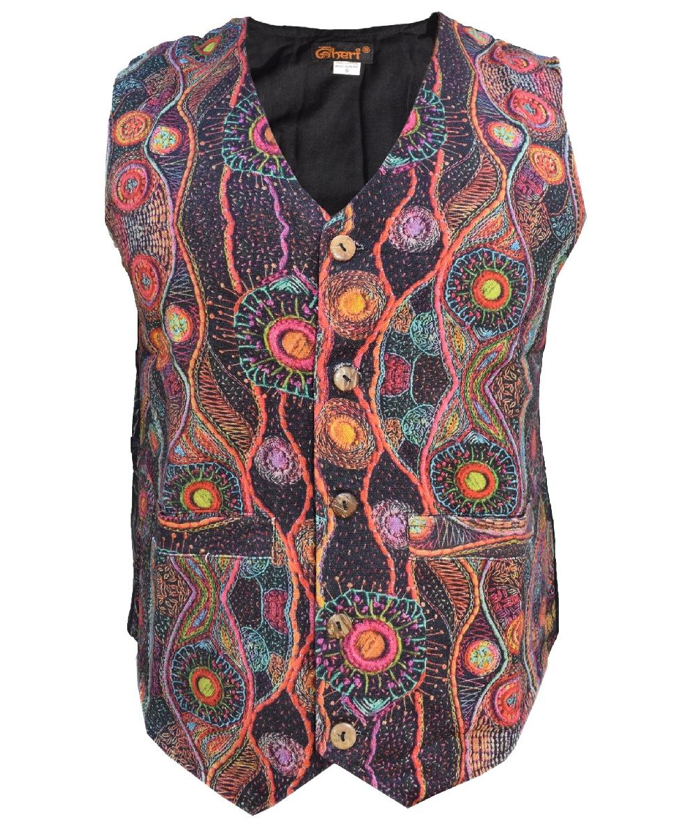 gheri Psychedelic Print Cotton Waistcoat