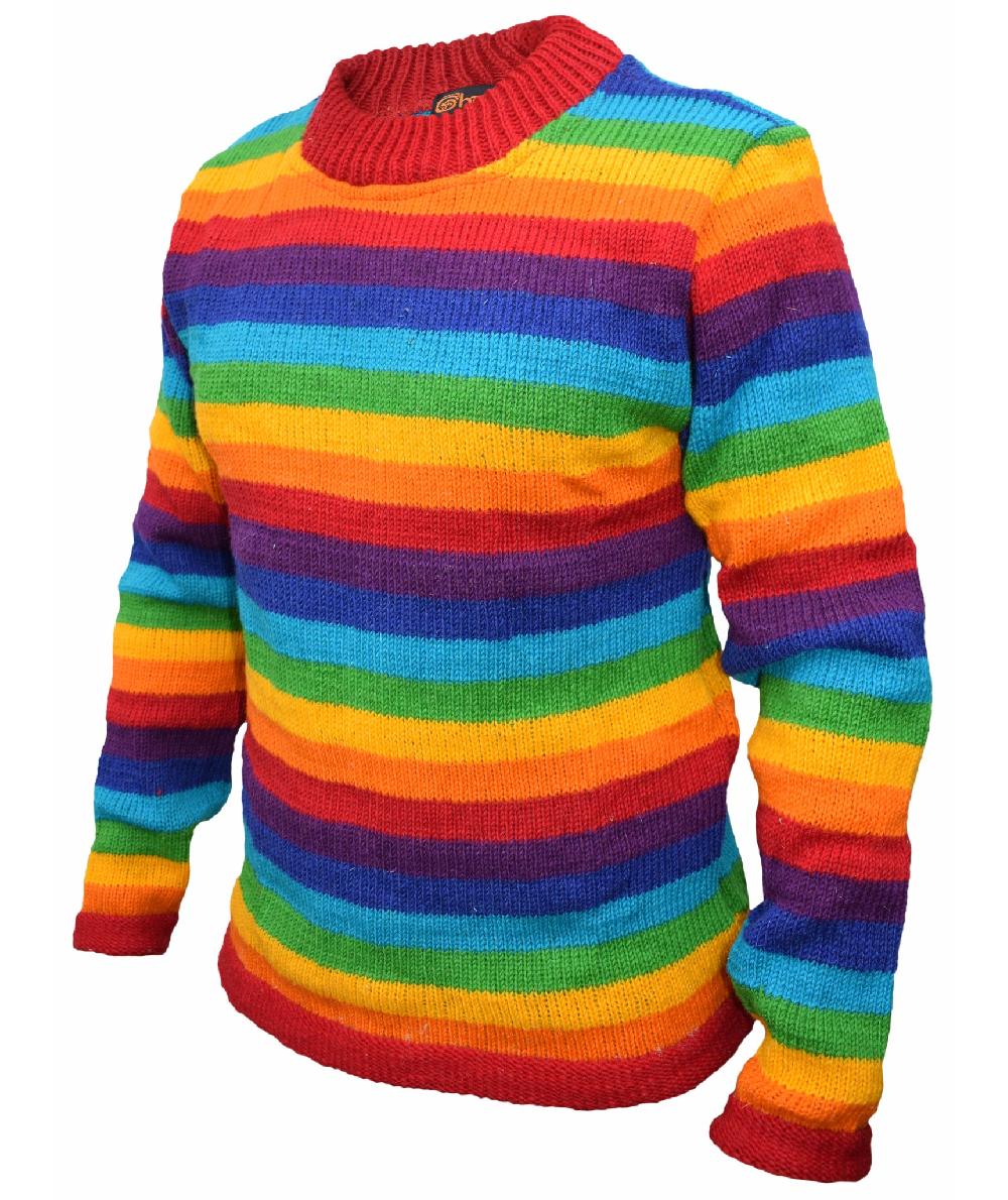 Gheri Rainbow Striped Wool Sweater Rainbow
