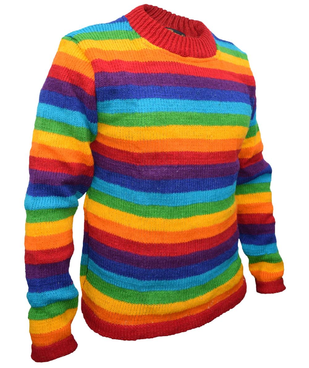 Gheri Rainbow Striped Wool Sweater Rainbow