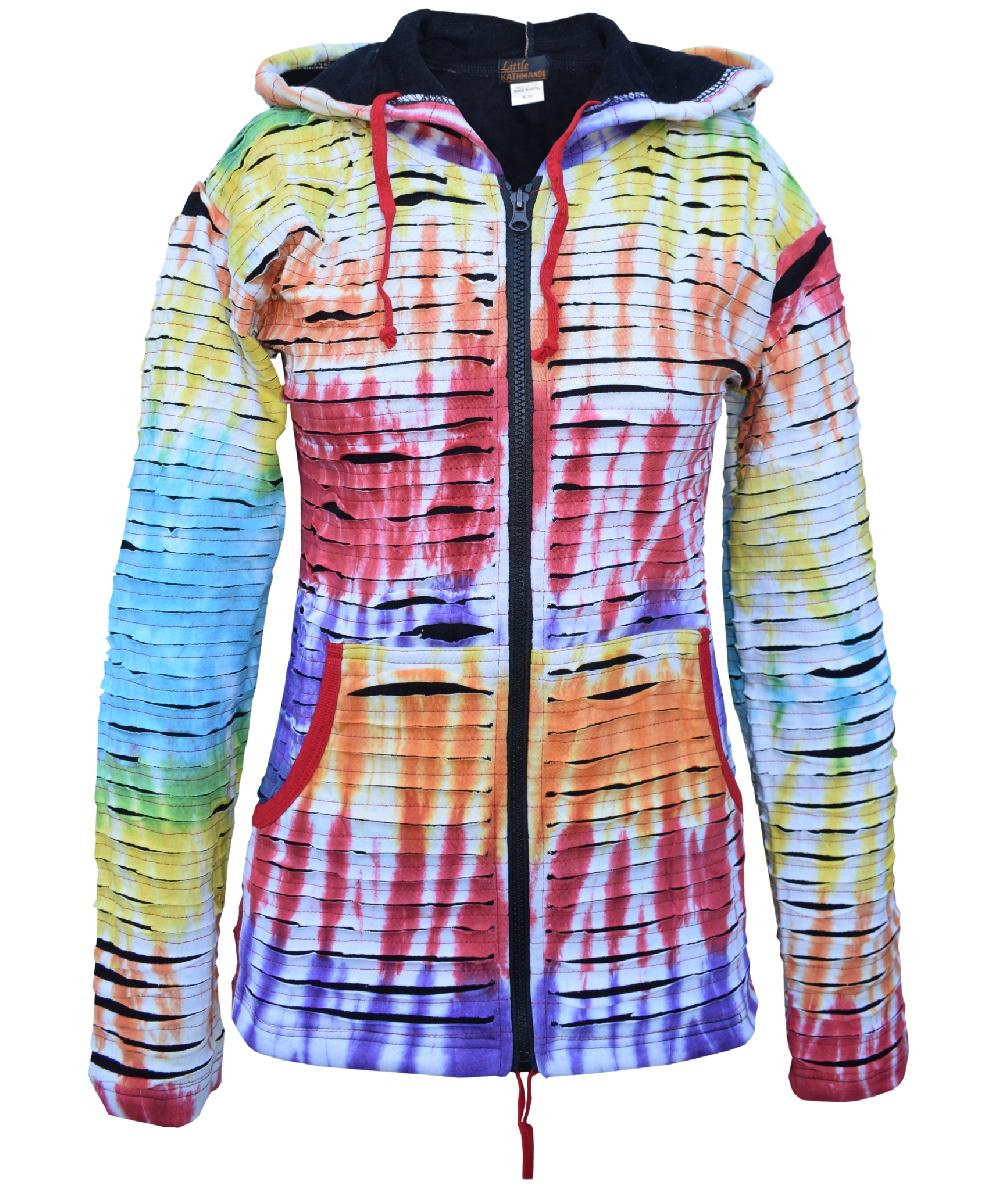 gheri Rainbow Tiedye Razorcut Ribs Hoody