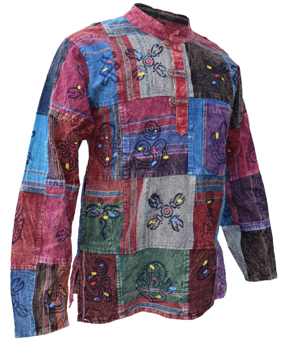 Gheri Shyama Patchwork Stonewashed Grandad Shirt