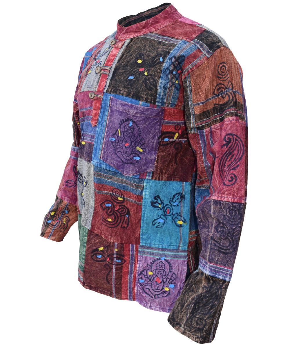 Gheri Shyama Patchwork Stonewashed Grandad Shirt