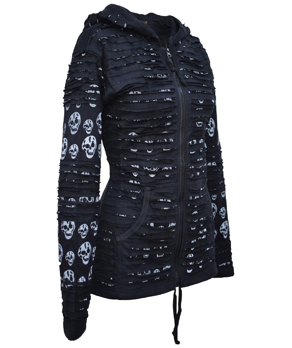 Gheri Skullprint Razorcut Gothic Ribs Hoody