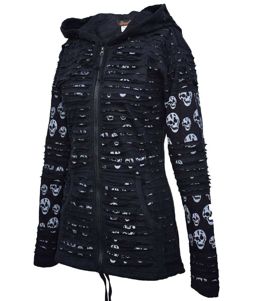 Gheri Skullprint Razorcut Gothic Ribs Hoody