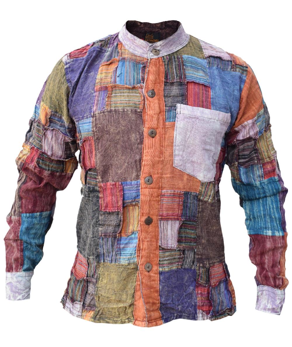 gheri Small Patch Full Button Collarless Shirt