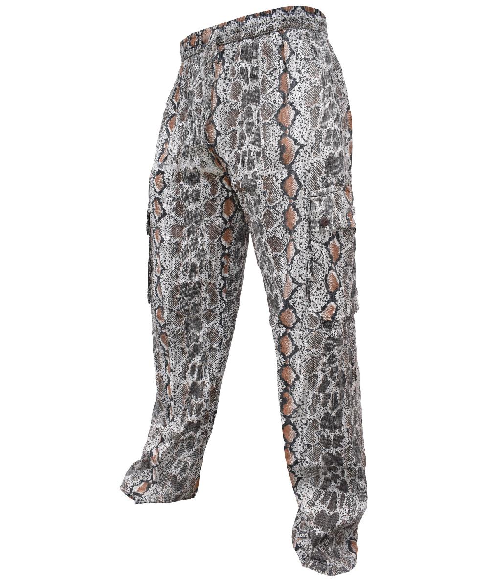 Gheri Snake Printed Cotton Cargo Trouser Brown