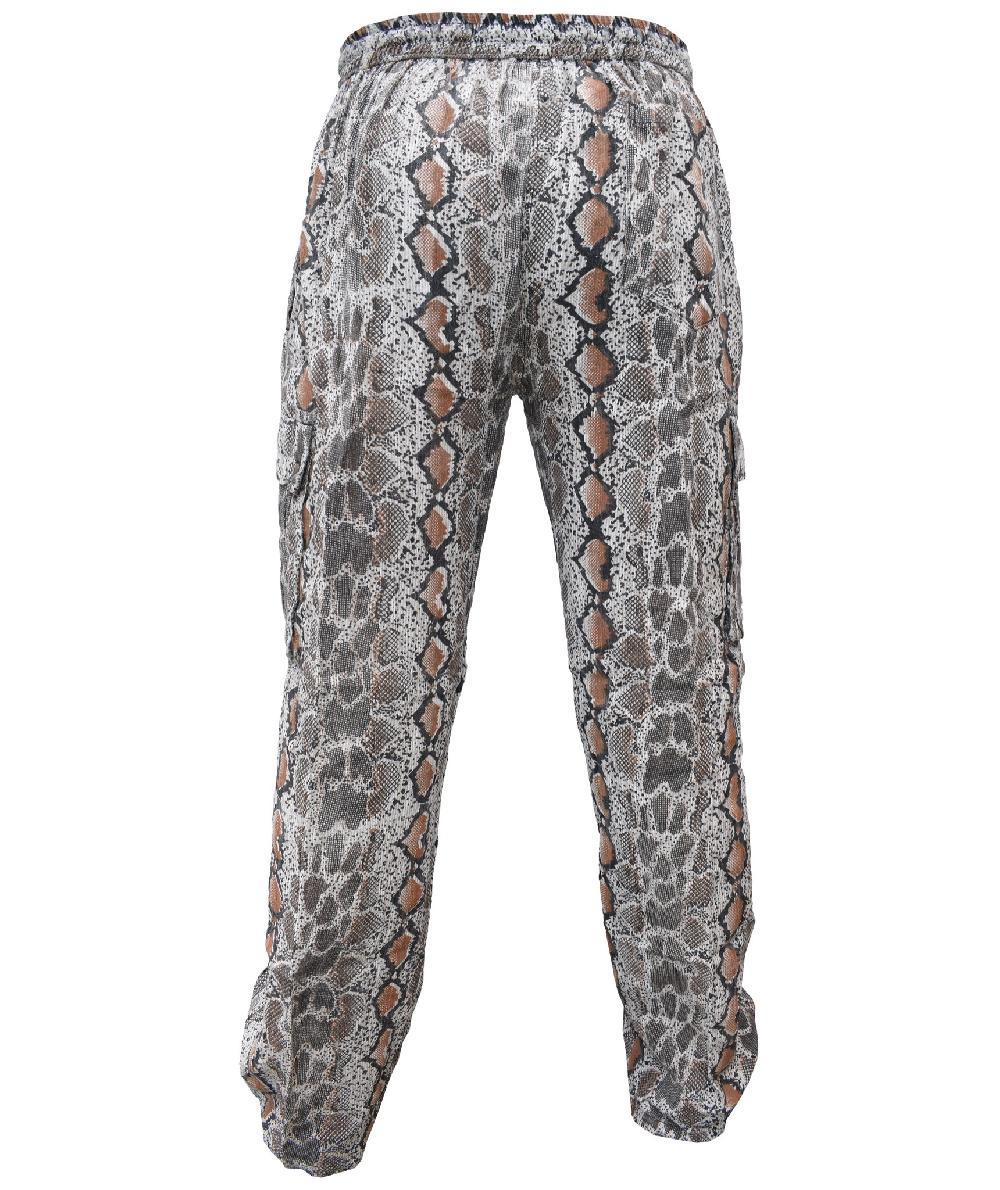 Gheri Snake Printed Cotton Cargo Trouser Brown