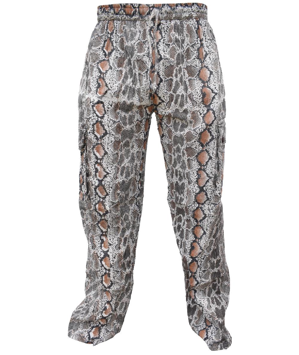 gheri Snake Printed Cotton Cargo Trouser brown