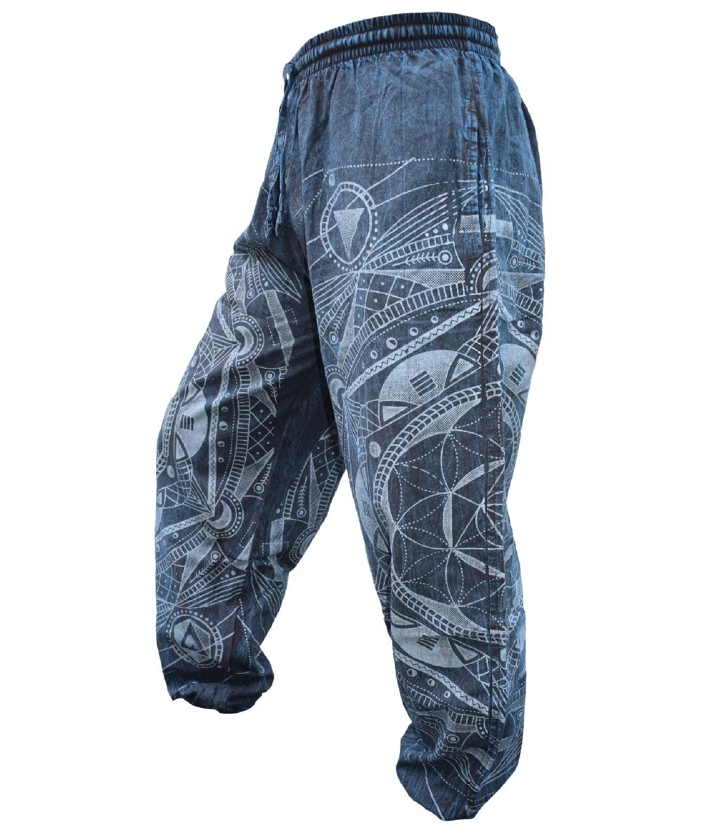 Gheri Stone Washed Mandala Print Trousers Green