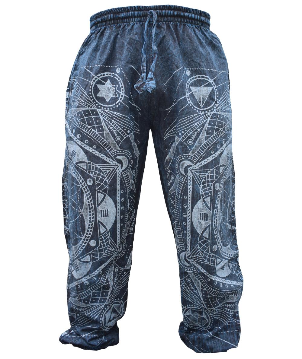 Gheri Stone Washed Mandala Print Trousers Green