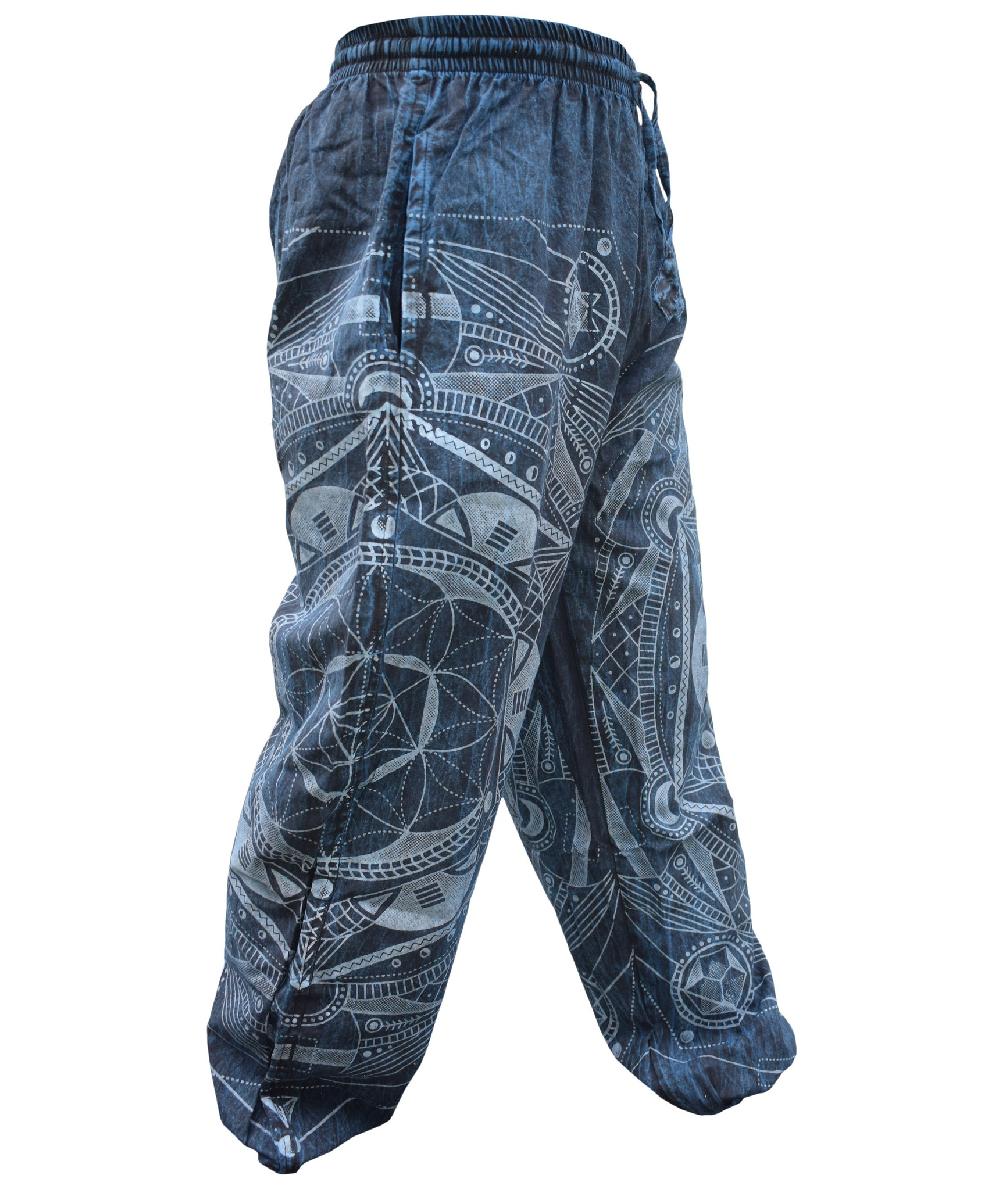 gheri Stone Washed Mandala Print Trousers Green