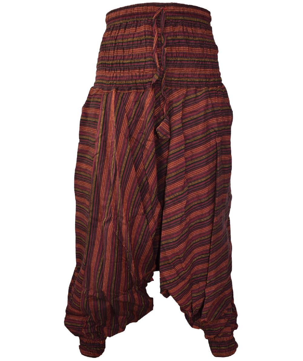 Gheri Stripey Low Crotch Harem Pants Dark Red