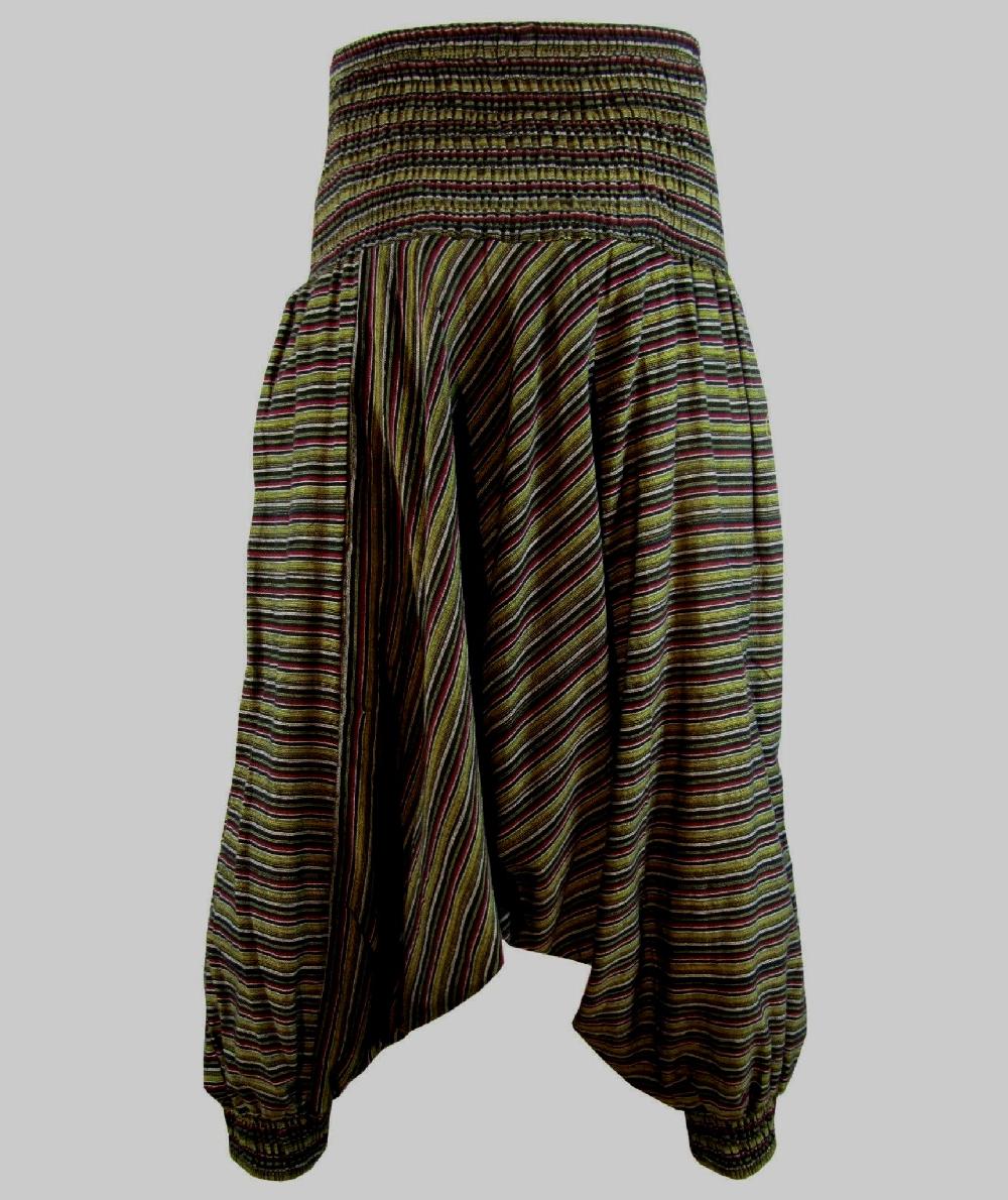 Gheri Stripey Low Crotch Harem Pants Dark Red