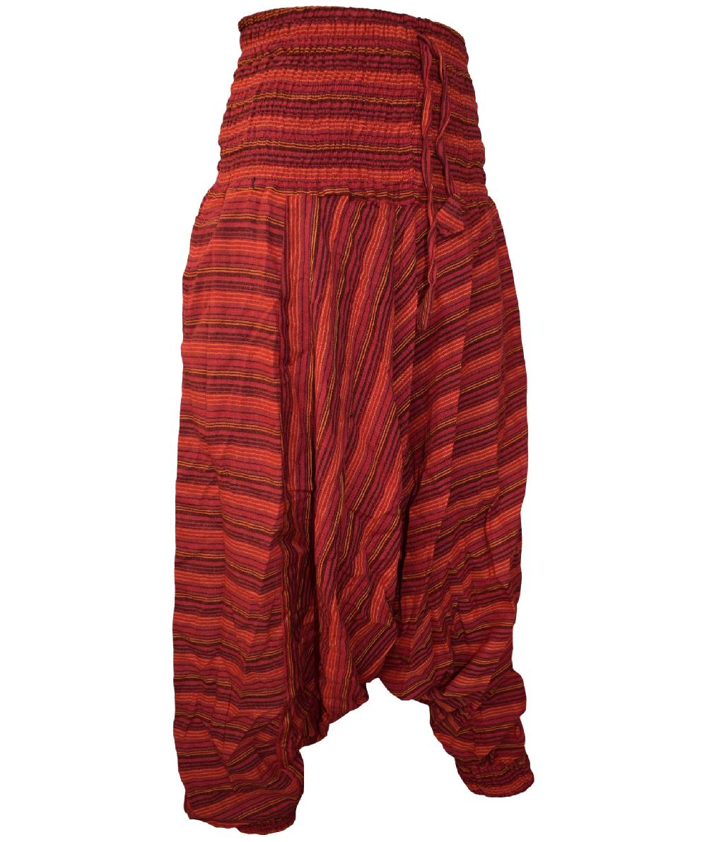 gheri Stripey Low Crotch Harem Pants Dark Red