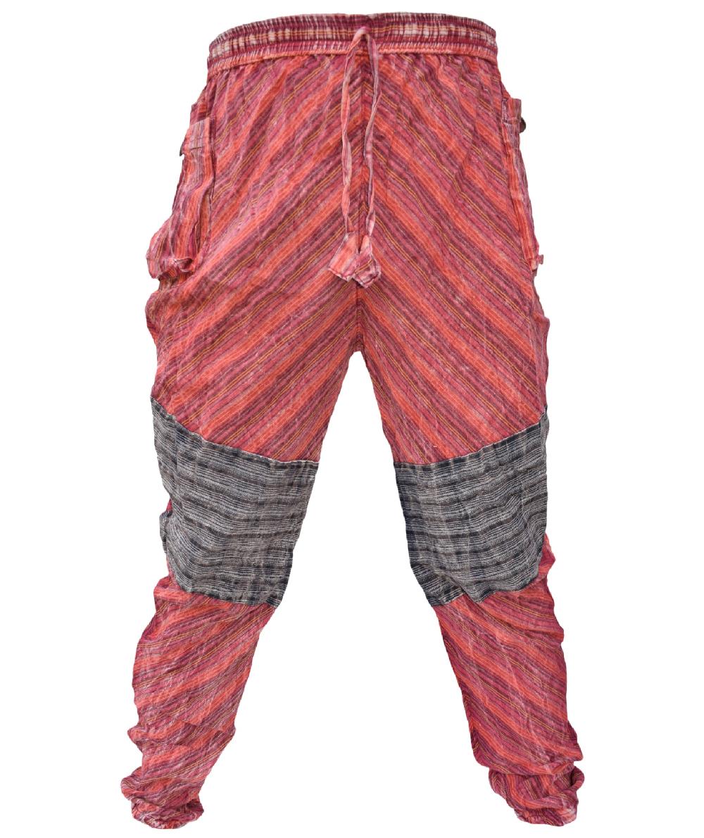 gheri Tapered Patch Knee Striped Trousers A