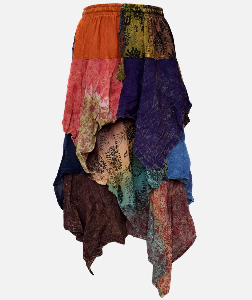 gheri Three Layered Patchwork Skirt Patchwork