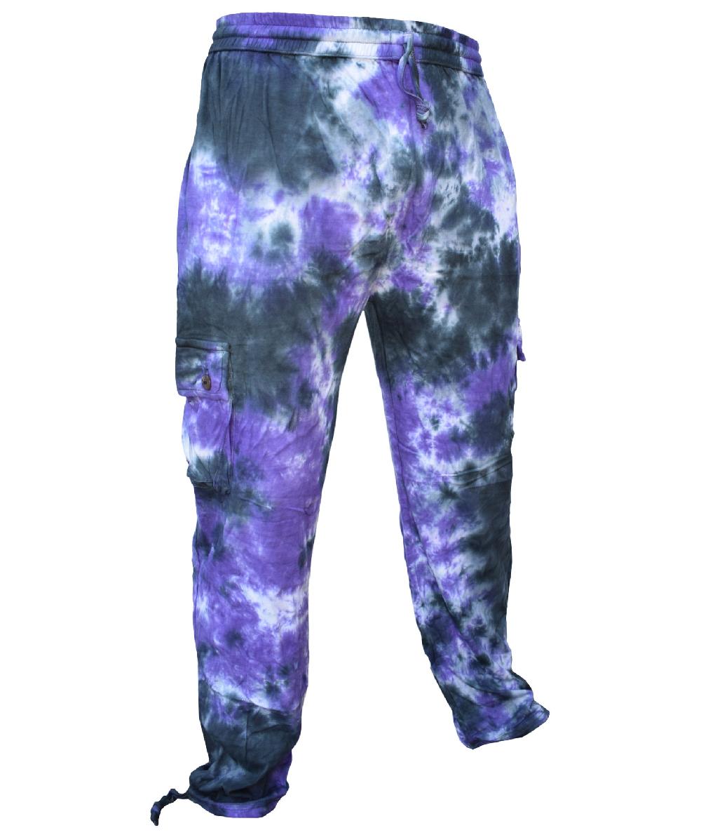 Gheri Tie Dye Cargo Trouser Purple Black Marble