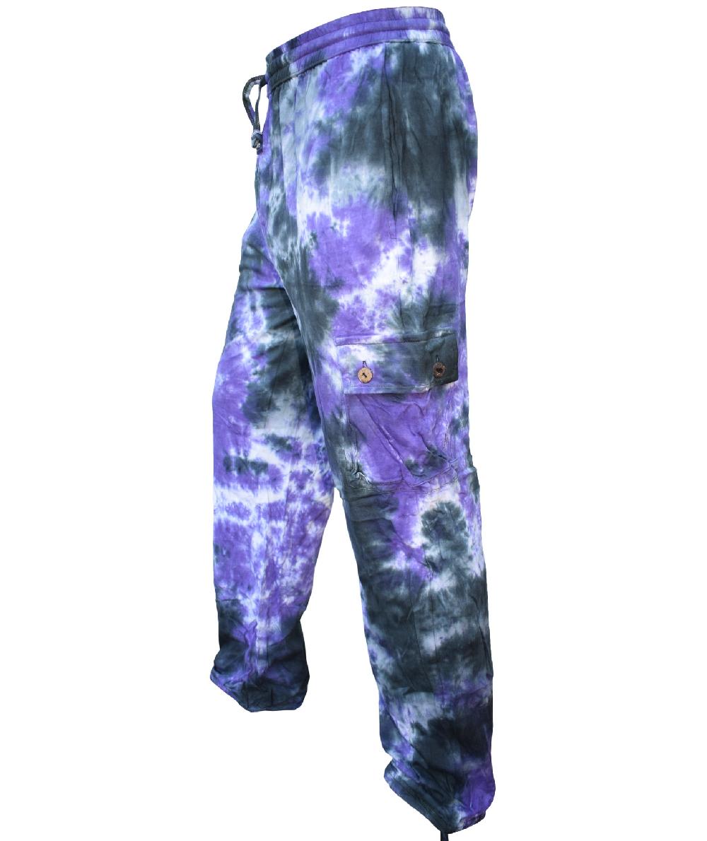 Gheri Tie Dye Cargo Trouser Purple Black Marble