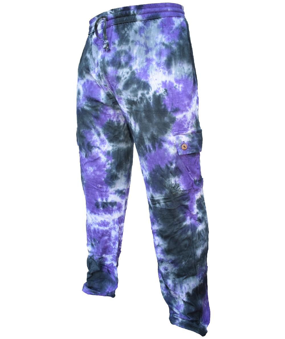 Gheri Tie Dye Cargo Trouser Purple Black Marble