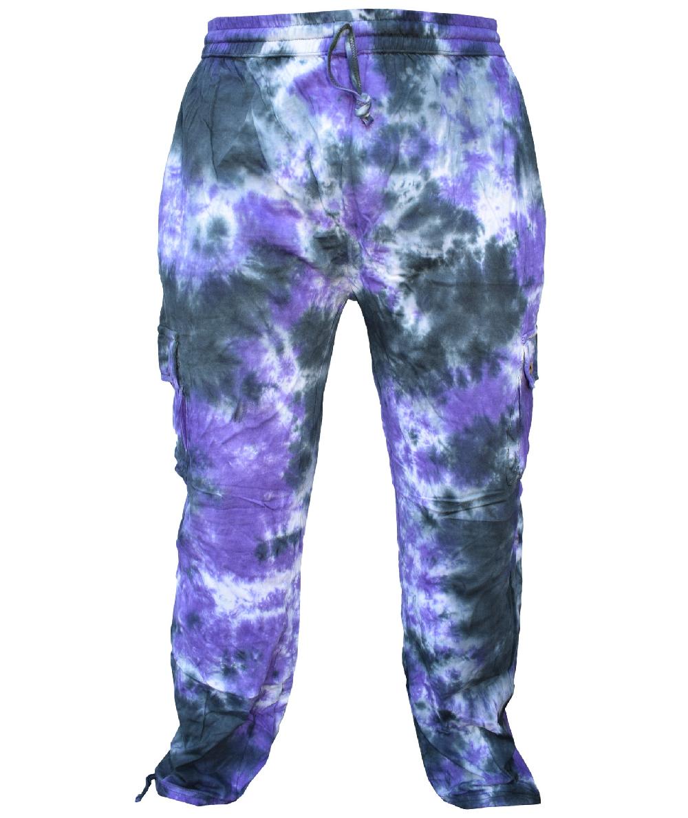 gheri Tie Dye Cargo Trouser Purple Black Marble