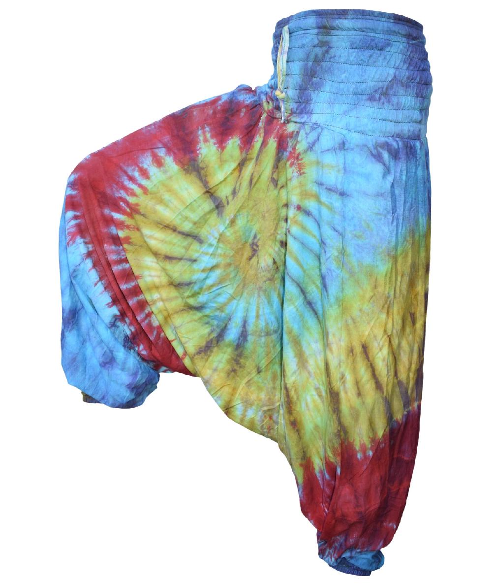 Gheri Tie Dye Cotton Harem Pants Front Spiral