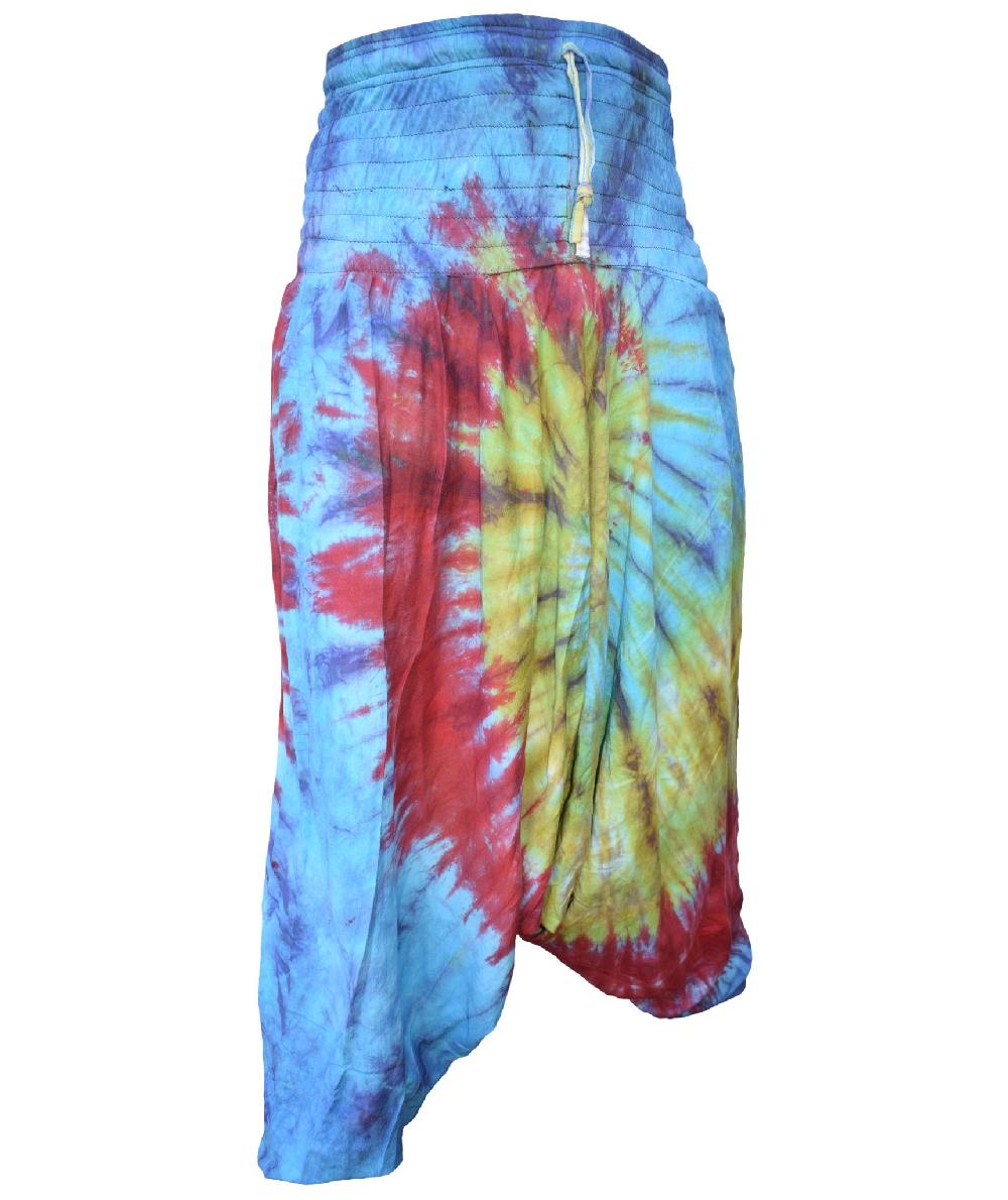 Gheri Tie Dye Cotton Harem Pants Front Spiral