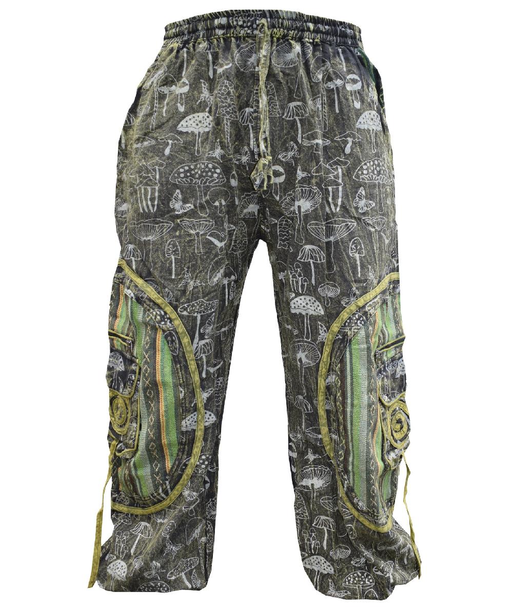 Gheri Washed Mushroom Embroidery Trouser Green