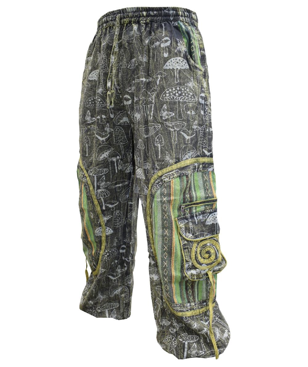 Gheri Washed Mushroom Embroidery Trouser Green