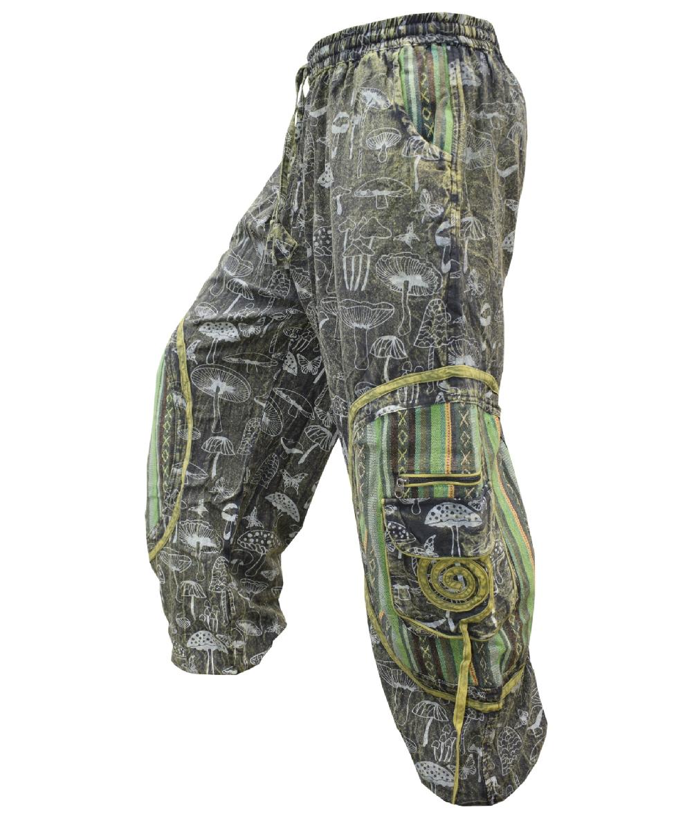 gheri Washed Mushroom Embroidery Trouser Green