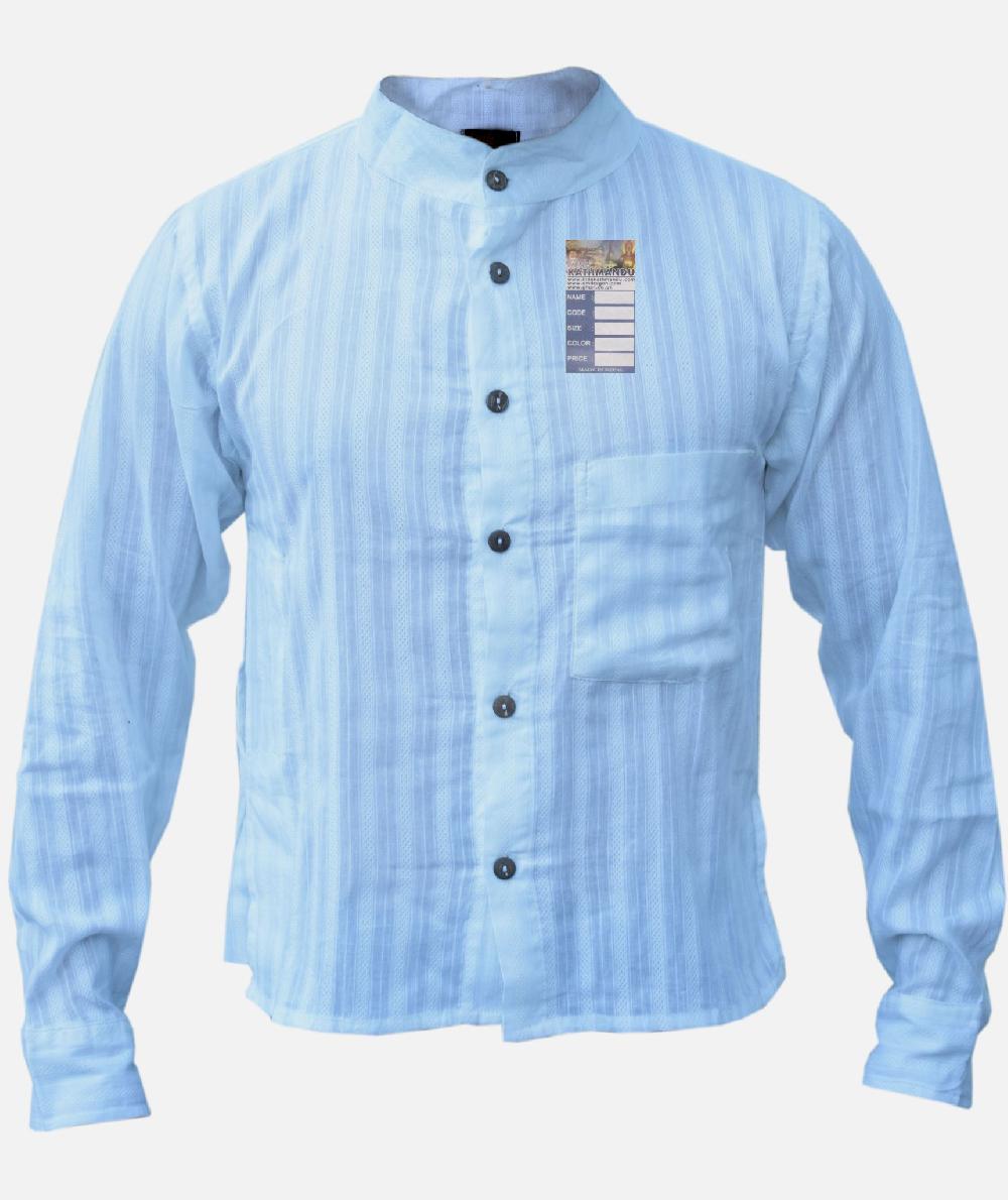 gheri White Full Button Stripey Grandad Shirt