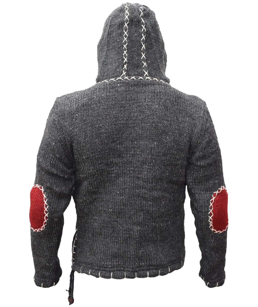 Gheri Woolen Cross Zip Jumper Maroon Charcoal