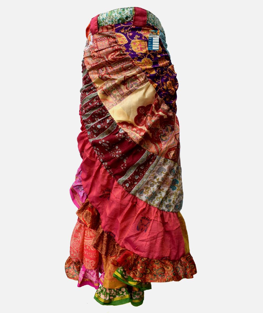 Gheri Wrap Around Silk Aysmmetrical Skirt