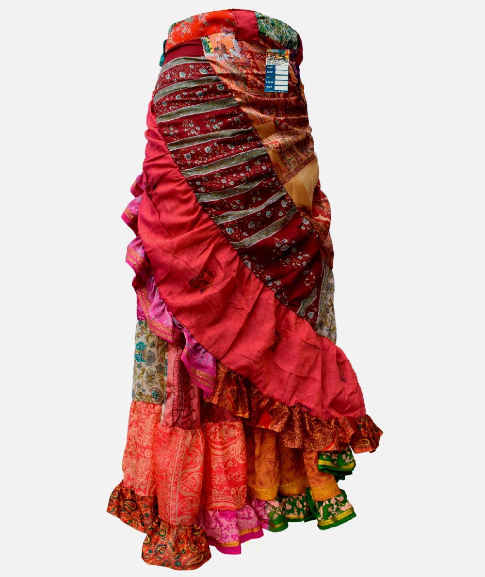 Gheri Wrap Around Silk Aysmmetrical Skirt