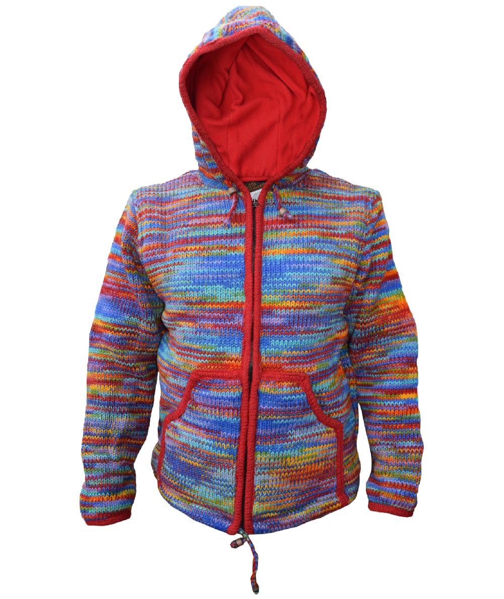 Gheri Men's Tie-dye Woolen Jacket Black Rainbow Tie Dye