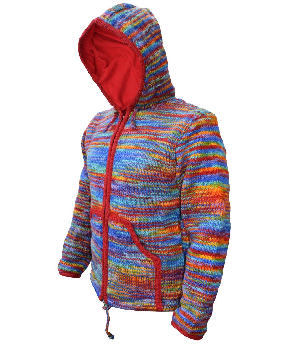 Gheri Men's Tie-dye Woolen Jacket Black Rainbow Tie Dye