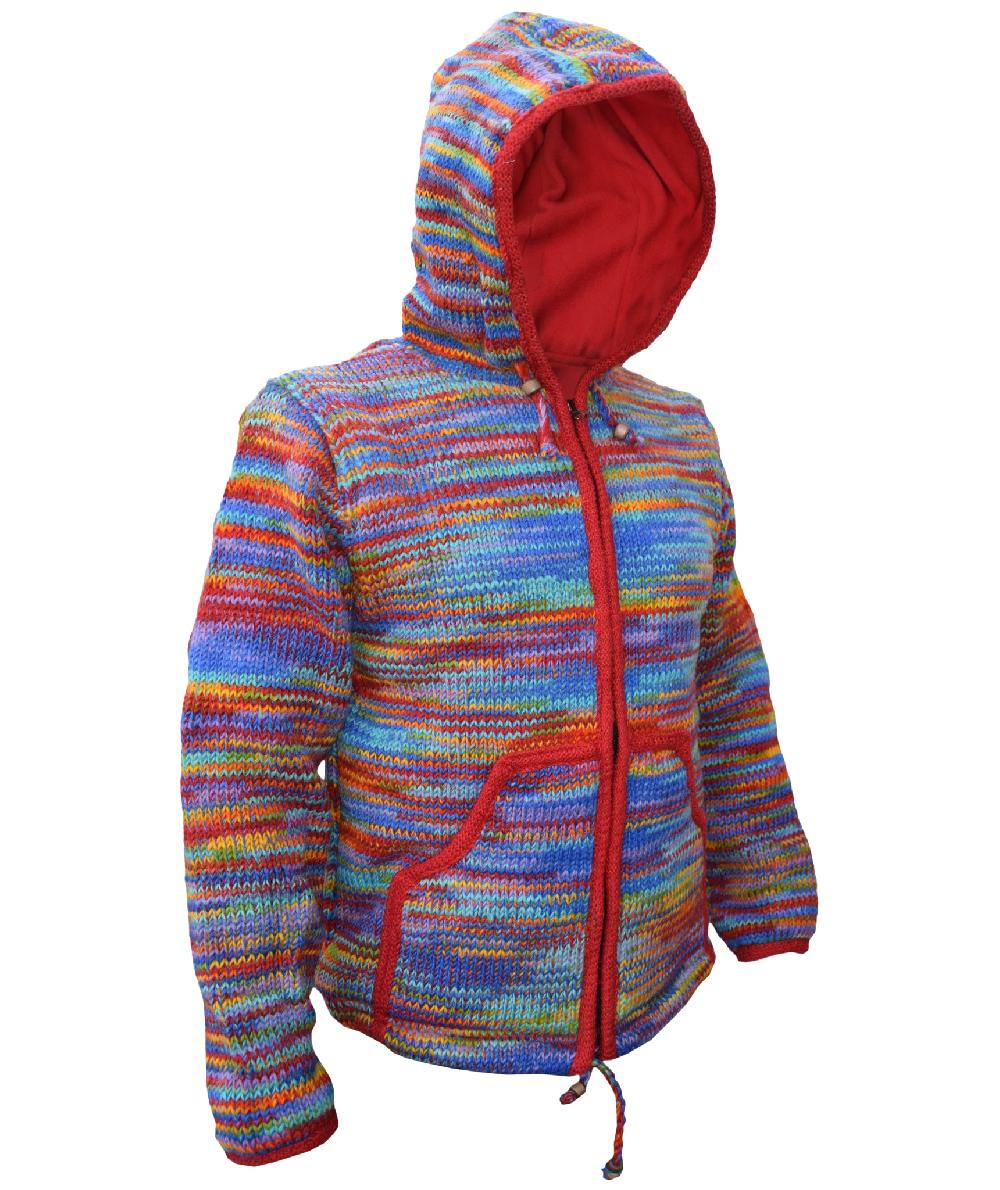 gheri Men's Tie-dye Woolen Jacket Black Rainbow Tie dye