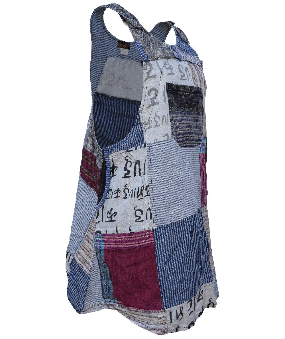 Gheri Mini Patchwork Sleeveless Adjustable Pinafore Short