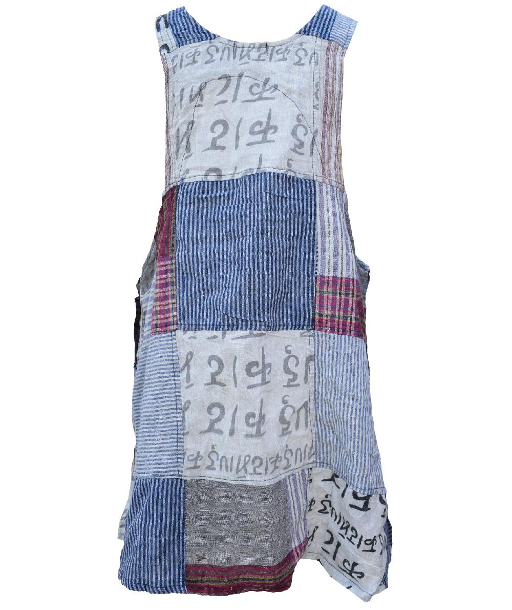 Gheri Mini Patchwork Sleeveless Adjustable Pinafore Short