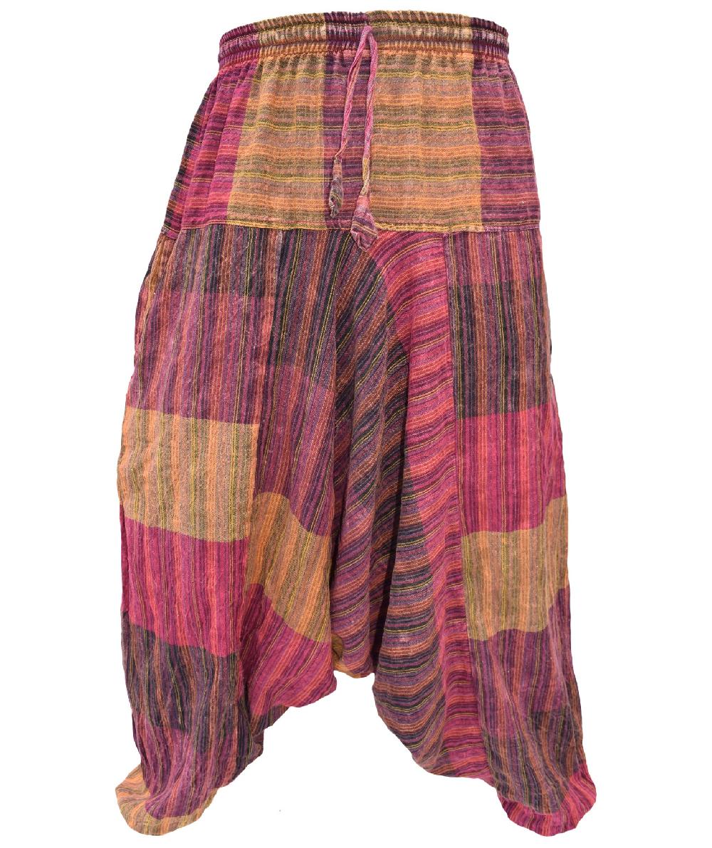 Gheri Multicolored Print Patchwork Harem Stonewashed Striped Patch