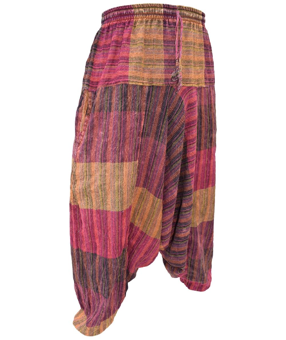 Gheri Multicolored Print Patchwork Harem Stonewashed Striped Patch