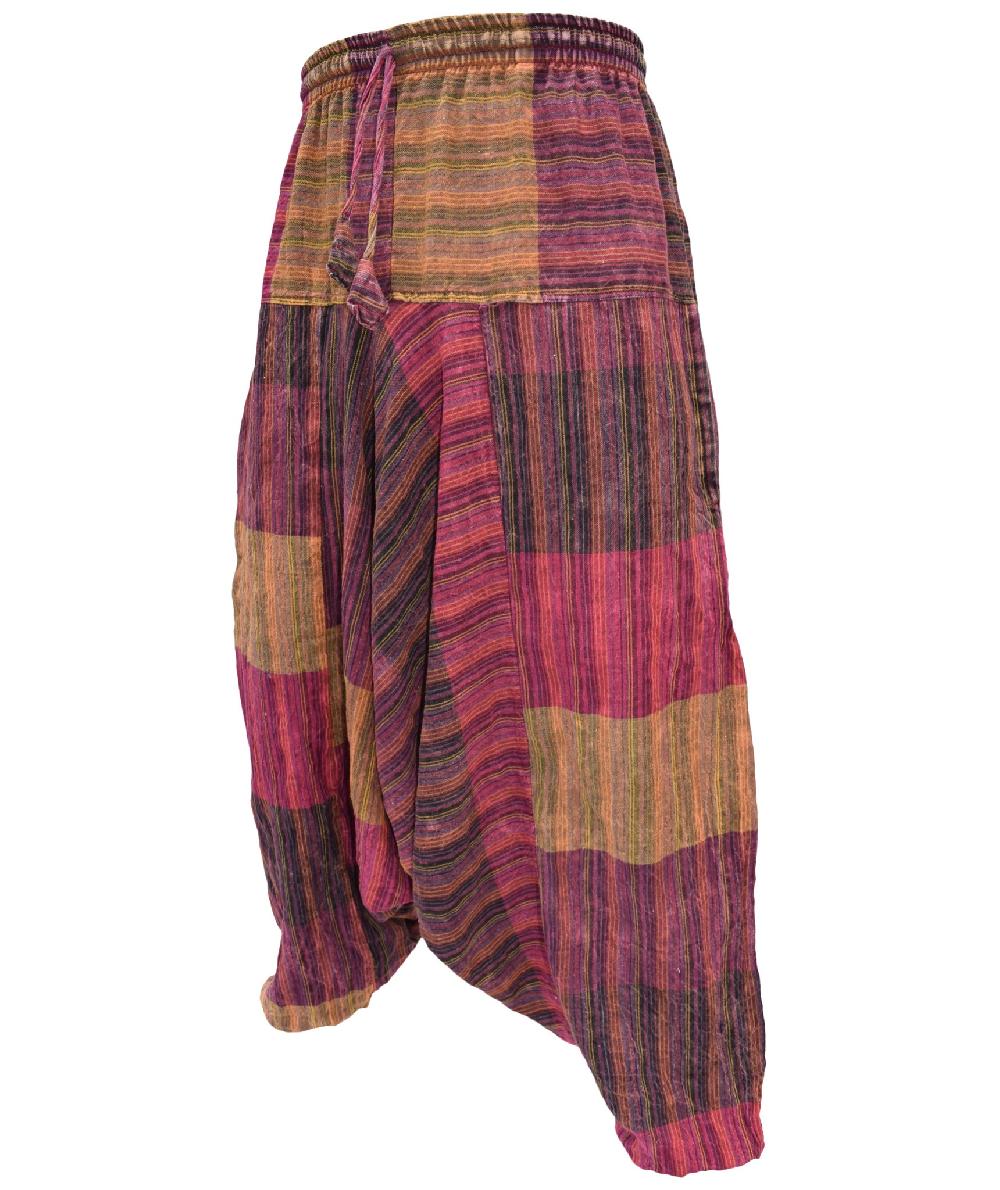 Gheri Multicolored Print Patchwork Harem Stonewashed Striped Patch