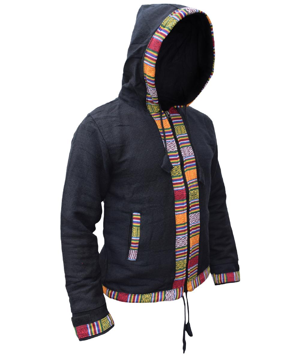 Gheri Ofal Cotton Fleece Lined Full Zip Jacket Black Ofal