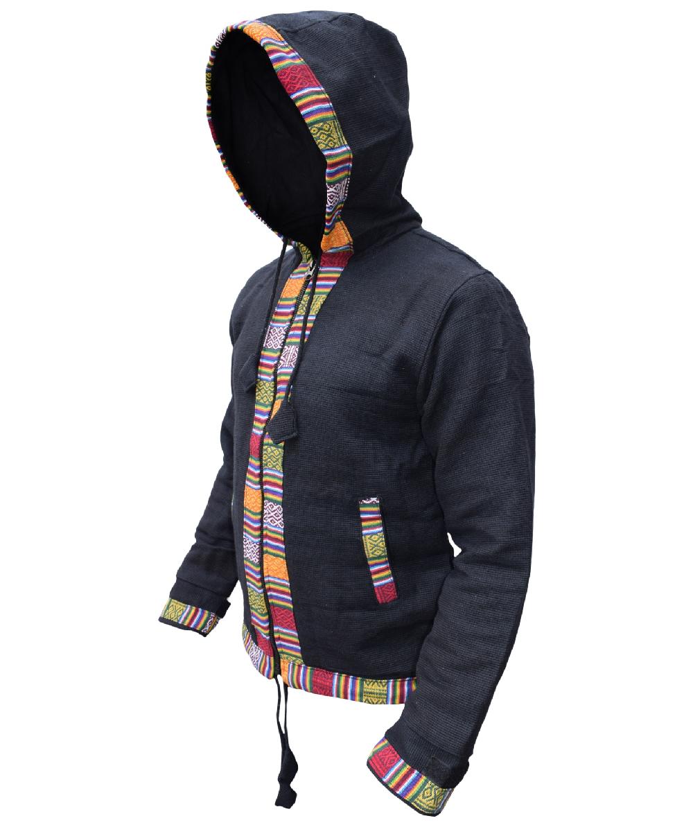 Gheri Ofal Cotton Fleece Lined Full Zip Jacket Black Ofal