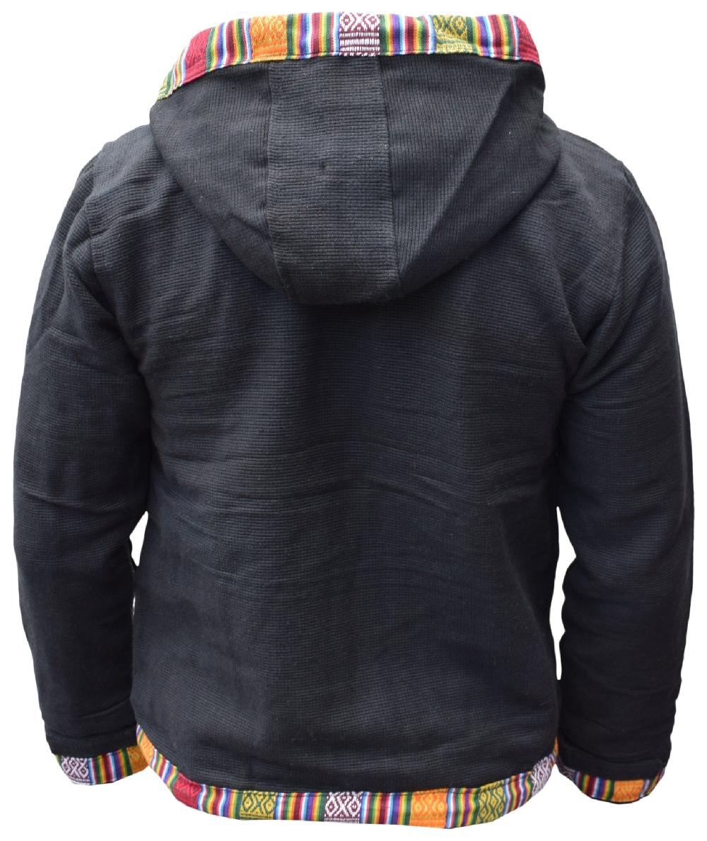 Gheri Ofal Cotton Fleece Lined Full Zip Jacket Black Ofal